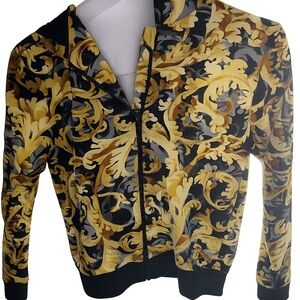 Versace Kids Black and Gold Baroque Zip Up Set
